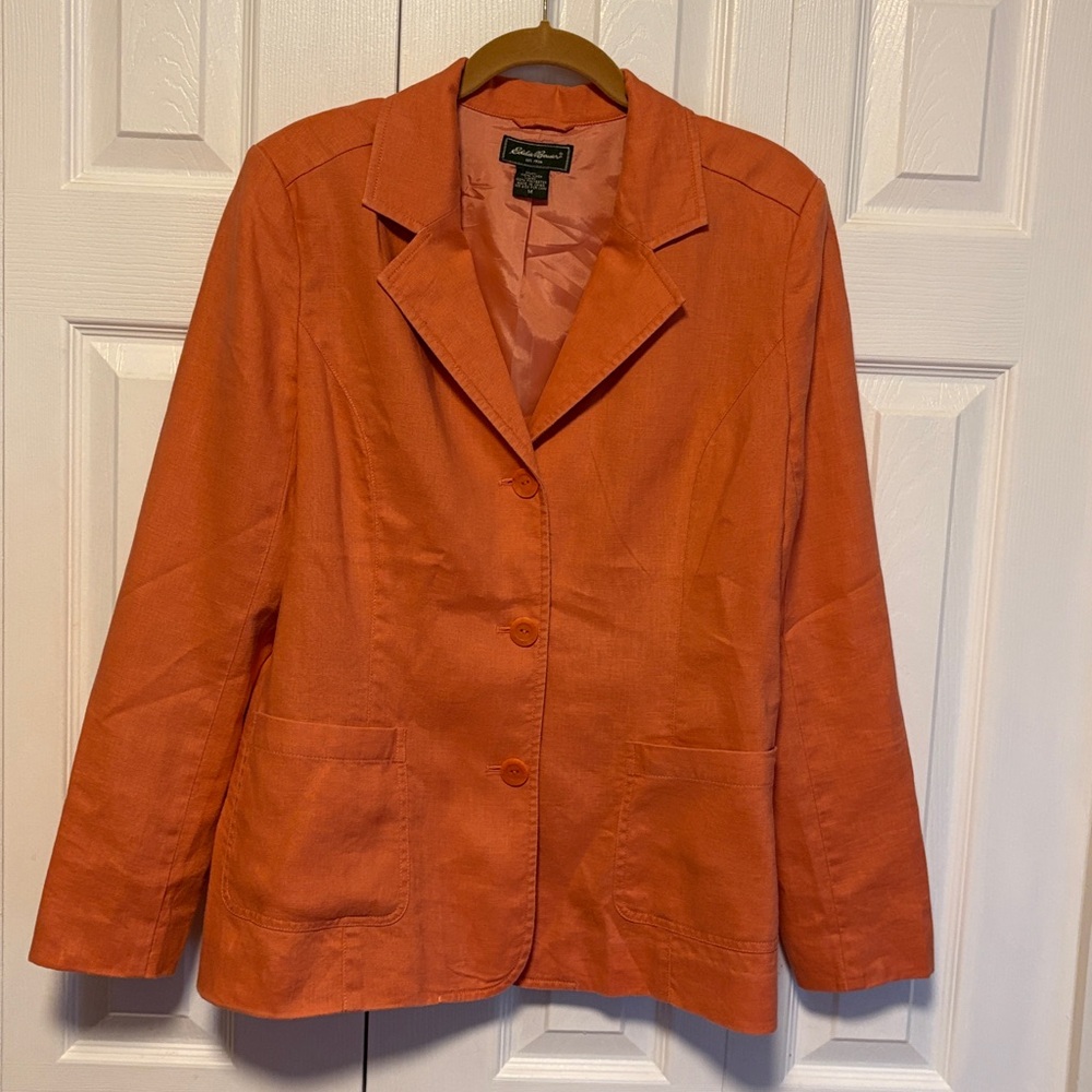 Eddie Bauer 100% Linen Orange Classic Blazer